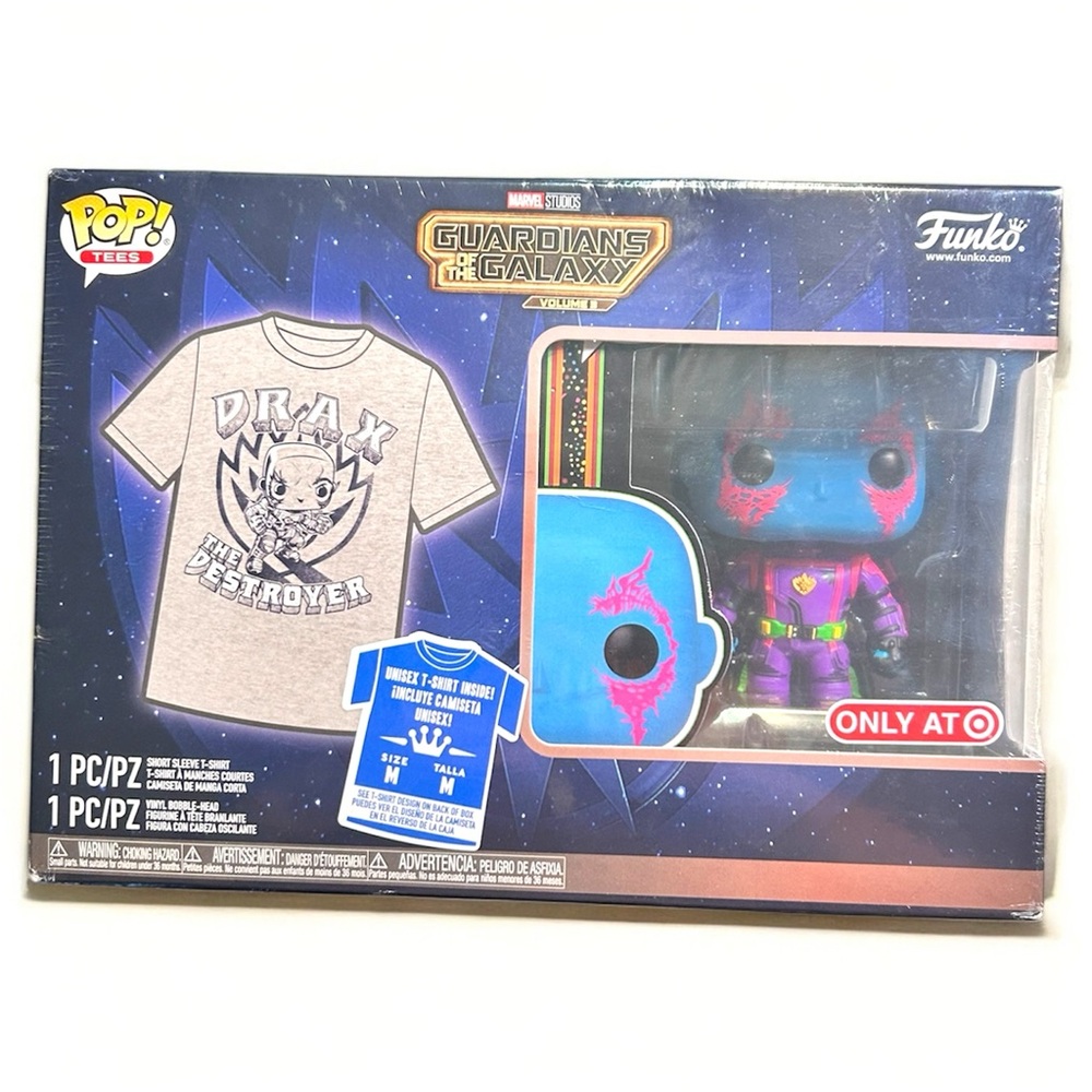 Drax the Destroyer Funko Pop Medium Tee Combo Blacklight Guardians of the Galaxy